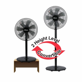 14" Stand Fan  7 Blades, Adjustable Height, Oscillation, Powerful Cooling, Energy-efficient, 3-Speed, black, PPFS212 standing and wall fan combo for airflow control