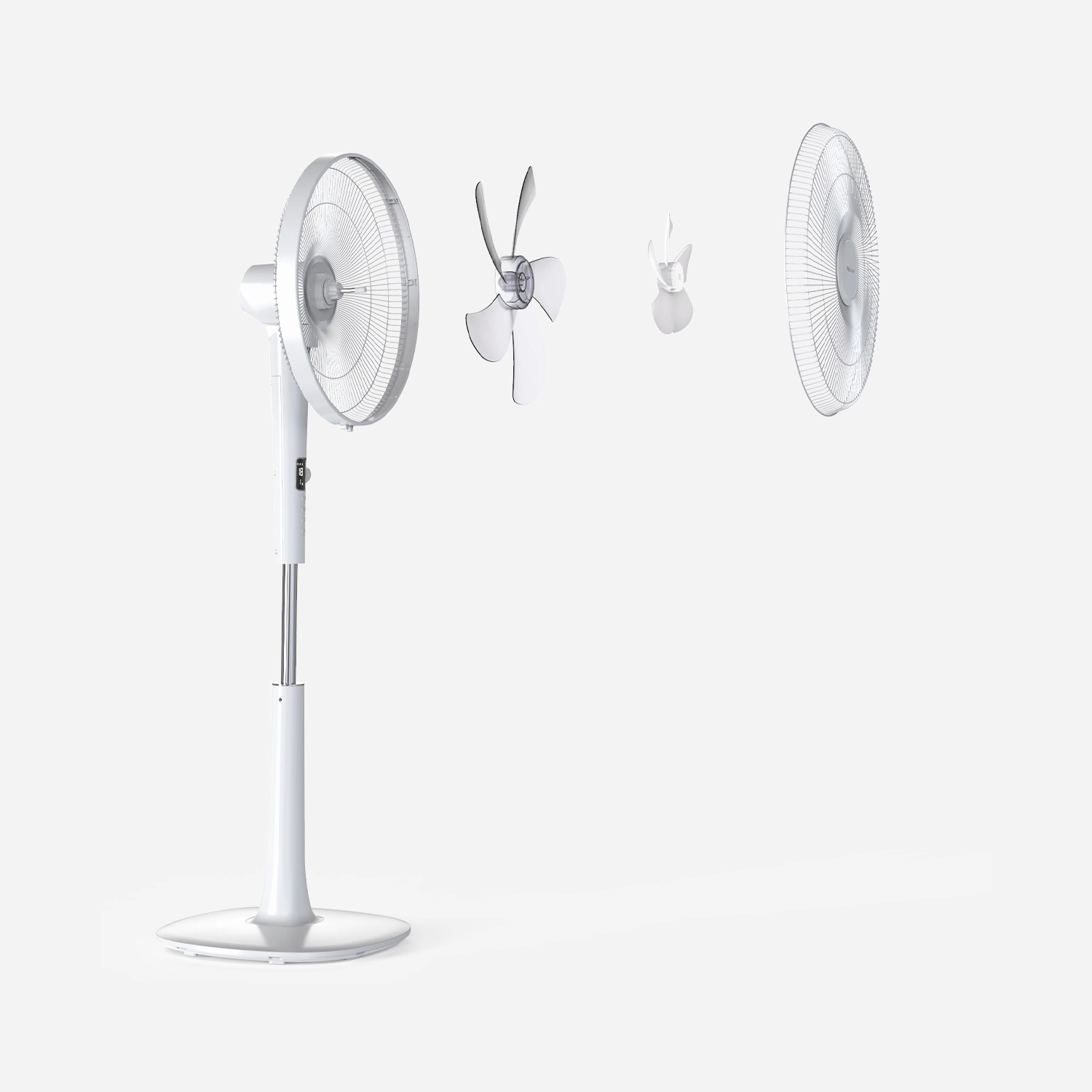 16" Pedestal Fan - Low Energy DC Motor, 3 Operating Modes & Remote Control - White
