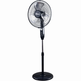 16" Stand Fan  Metal Blades, Adjustable Height, Oscillation, Timer, Powerful & Silent Fan, 3-Speed, black. PPFS616 standing and wall fan combo for airflow control