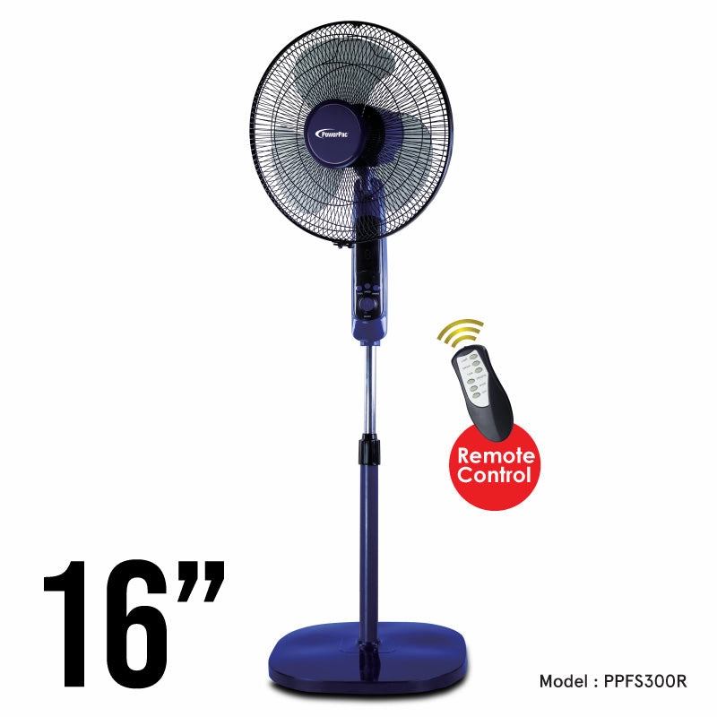 16" Stand Fan  Remote Control, Adjustable Height, Oscillation, Timer, Durable, Energy-efficient, 3-Speed, purple & black, PPFS300R