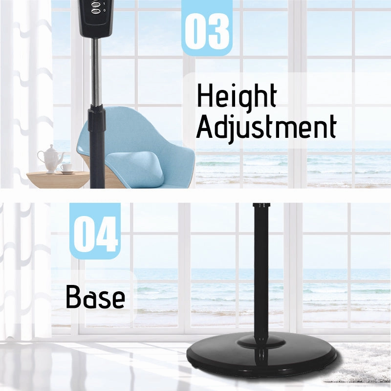 16" Stand Fan  Strong Airflow, Adjustable Height, Oscillation, Timer, Durable, Energy-efficient, 4-Speed, black, PPFS30