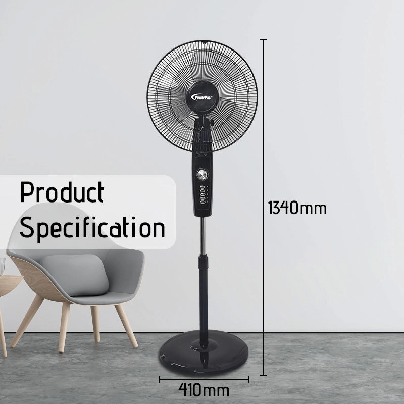 16" Stand Fan  Strong Airflow, Adjustable Height, Oscillation, Timer, Durable, Energy-efficient, 4-Speed, black, PPFS30