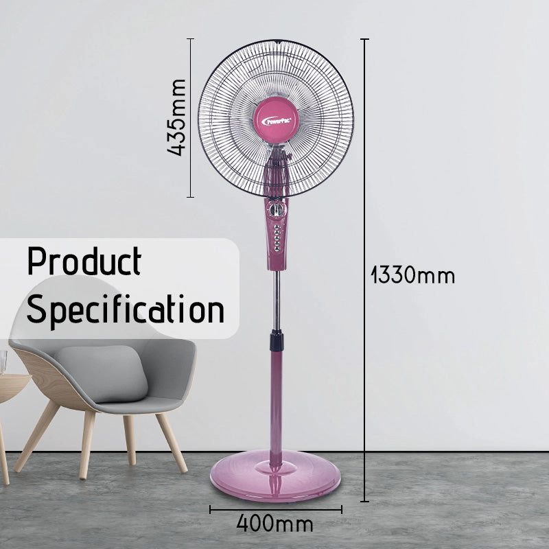 16" Stand Fan  Strong Airflow, Adjustable Height, Oscillation, Timer, Durable, Energy-saving, 4-Speed, red, PPFS50