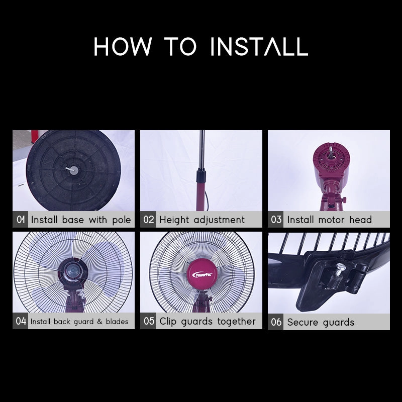 16" Stand Fan  Strong Airflow, Adjustable Height, Oscillation, Timer, Durable, Energy-saving, 4-Speed, red, PPFS50
