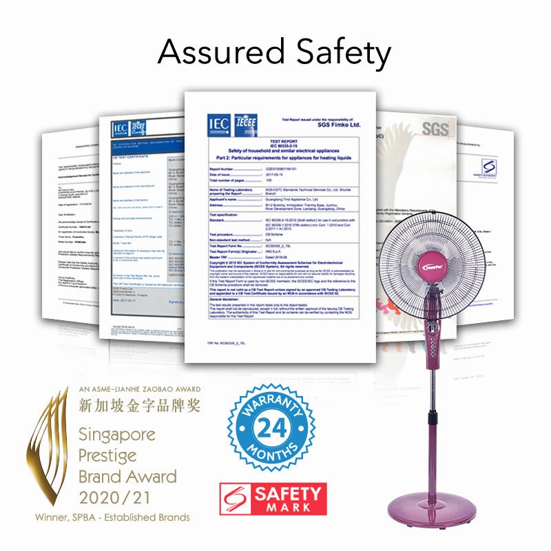16" Stand Fan  Strong Airflow, Adjustable Height, Oscillation, Timer, Durable, Energy-saving, 4-Speed, red, PPFS50