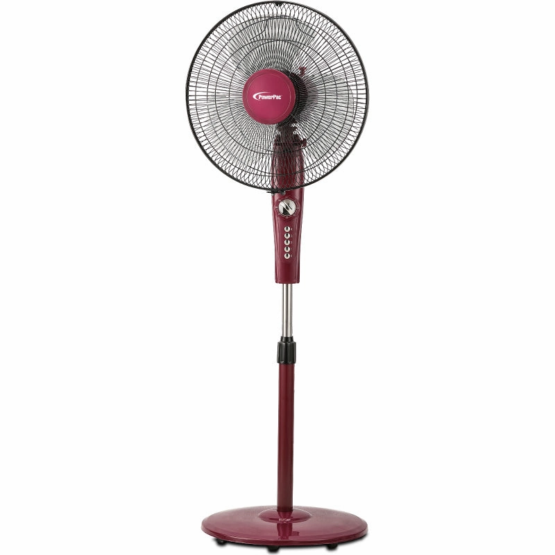 16" Stand Fan  Strong Airflow, Adjustable Height, Oscillation, Timer, Durable, Energy-saving, 4-Speed, red, PPFS50 standing and wall fan combo for airflow control