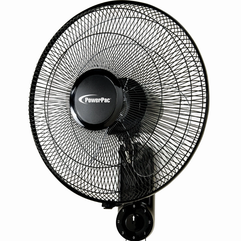 16" Wall Fan  Adjustable Tilt, Wide Oscillation, Safe & Easy Installation, Thermal Protection, 3-Speed, black, PPWF40