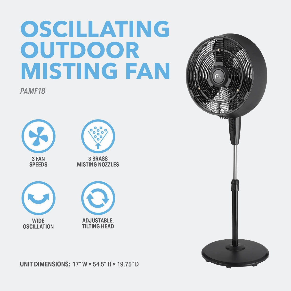 18" Outdoor Misting Fan, 2400 CFM