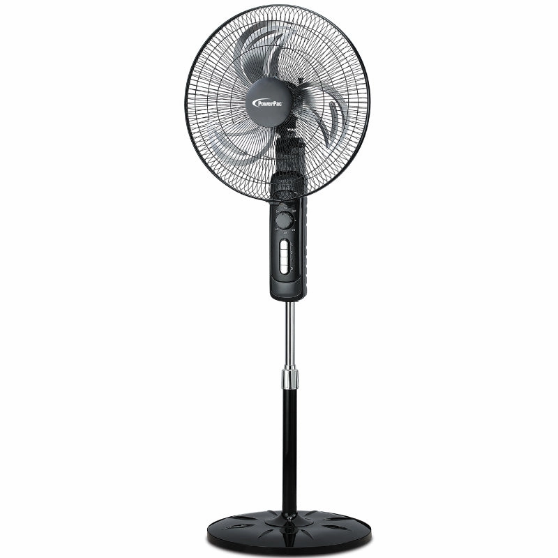 18" Stand Fan  Metal Blades, Adjustable Height, Oscillation, Timer, Powerful Cooling, Energy-efficient, 3-Speed, black, PPFS818 standing and wall fan combo for airflow control