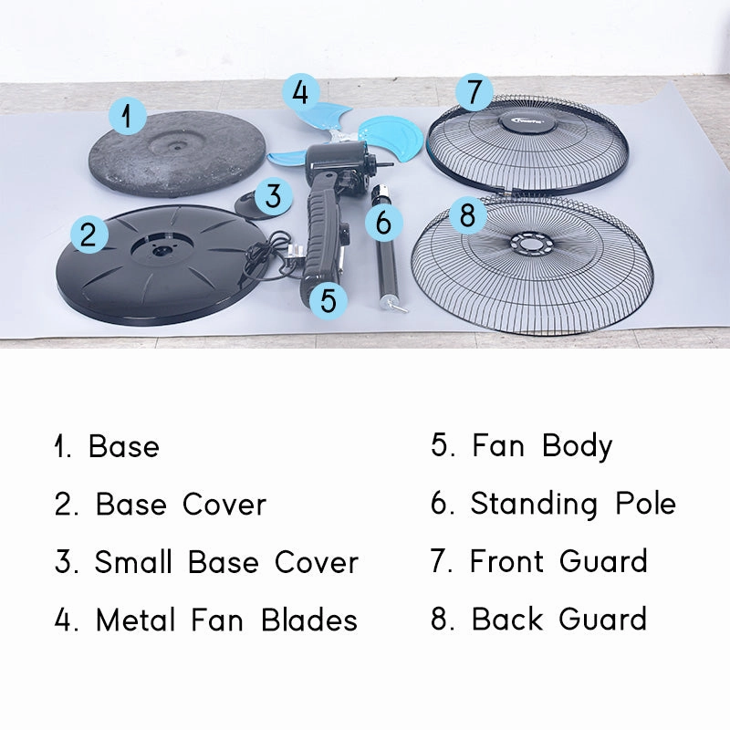 18" Stand Fan  Metal Blades, Adjustable Height, Oscillation, Timer, Powerful Cooling, Energy-efficient, 3-Speed, black, PPFS818