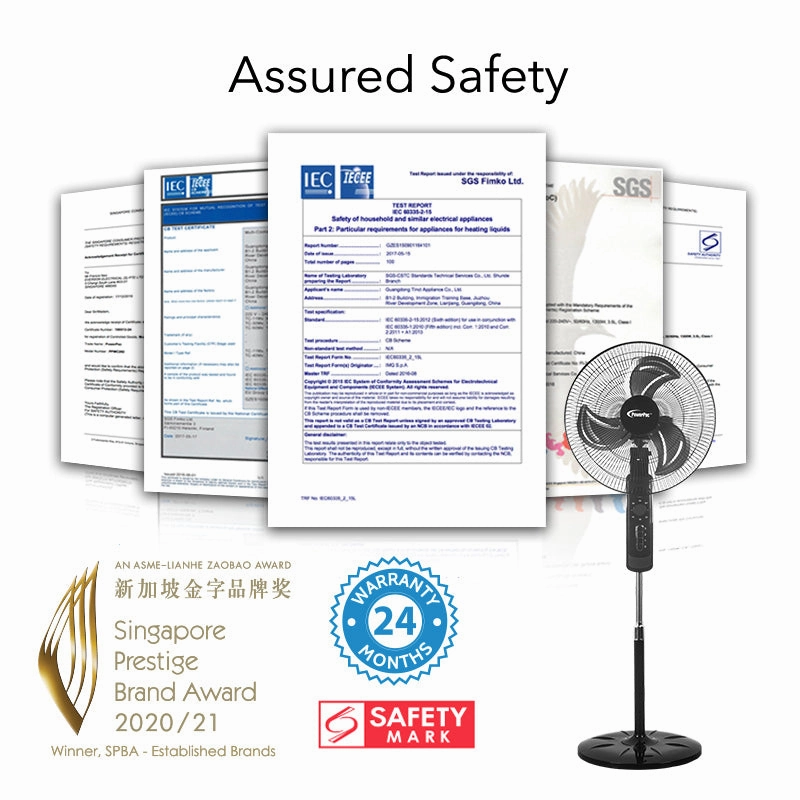 18" Stand Fan  Metal Blades, Adjustable Height, Oscillation, Timer, Powerful Cooling, Energy-efficient, 3-Speed, black, PPFS818