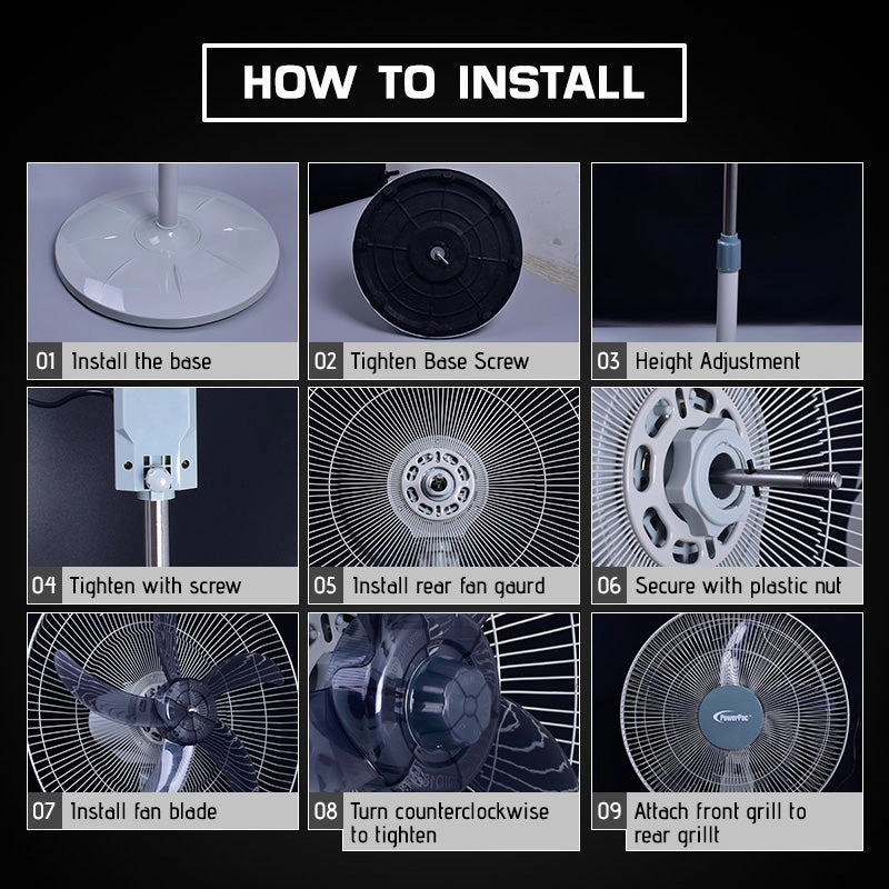 18" Stand Fan  Strong Airflow, Adjustable Height, Oscillation, Timer, Durable, Energy-saving, 3-Speed, white, PPFS70