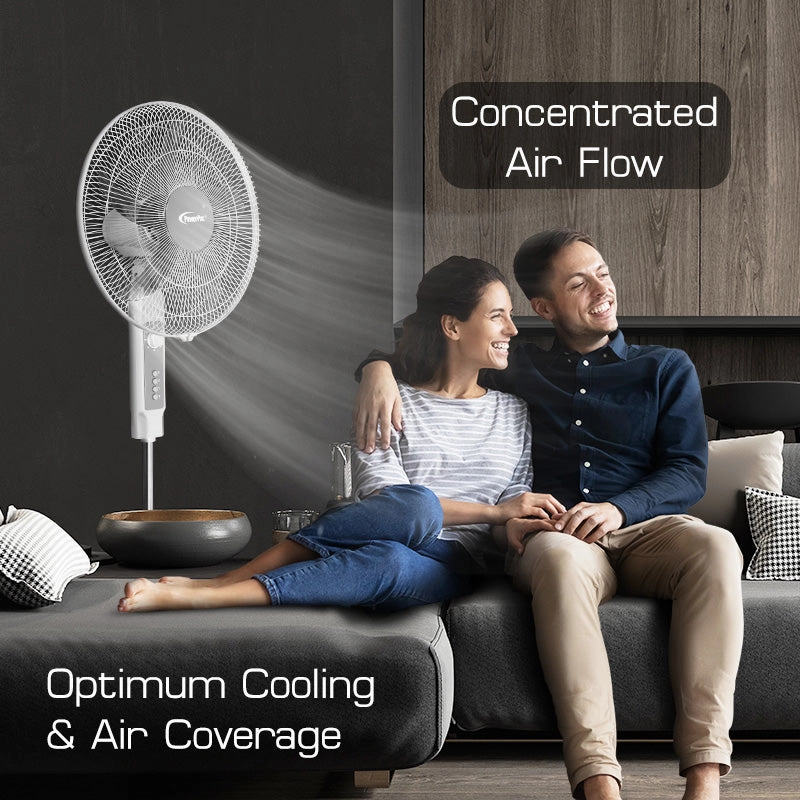 18" Stand Fan  Strong Airflow, Adjustable Height, Oscillation, Timer, Durable, Energy-saving, 3-Speed, white, PPFS70
