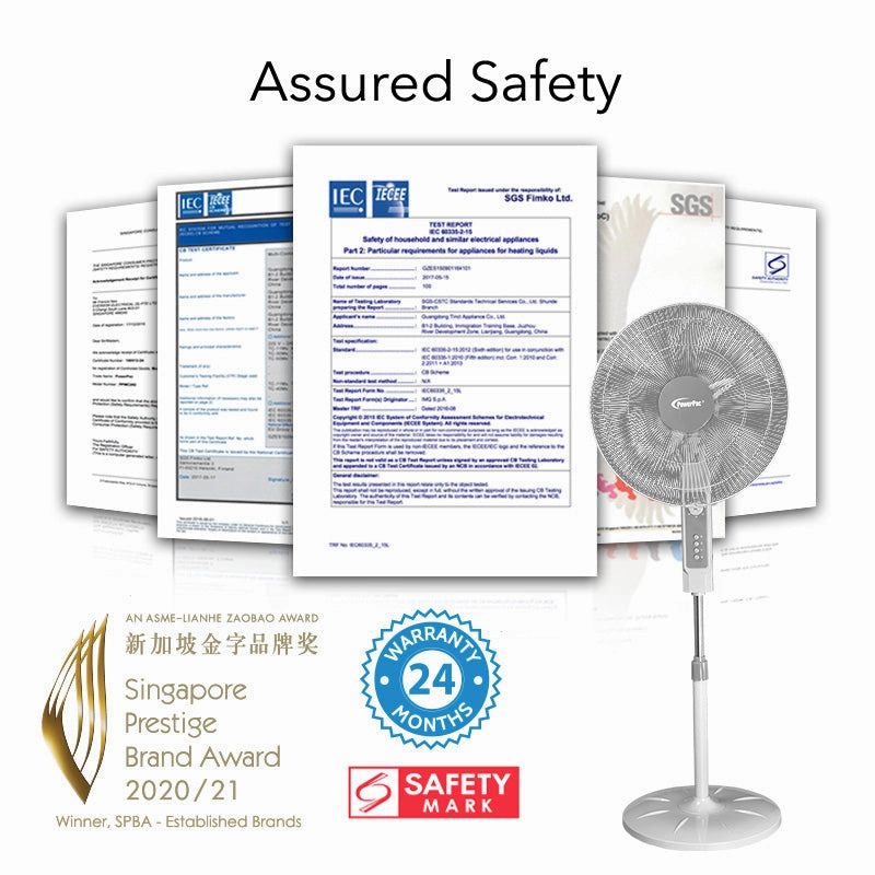 18" Stand Fan  Strong Airflow, Adjustable Height, Oscillation, Timer, Durable, Energy-saving, 3-Speed, white, PPFS70