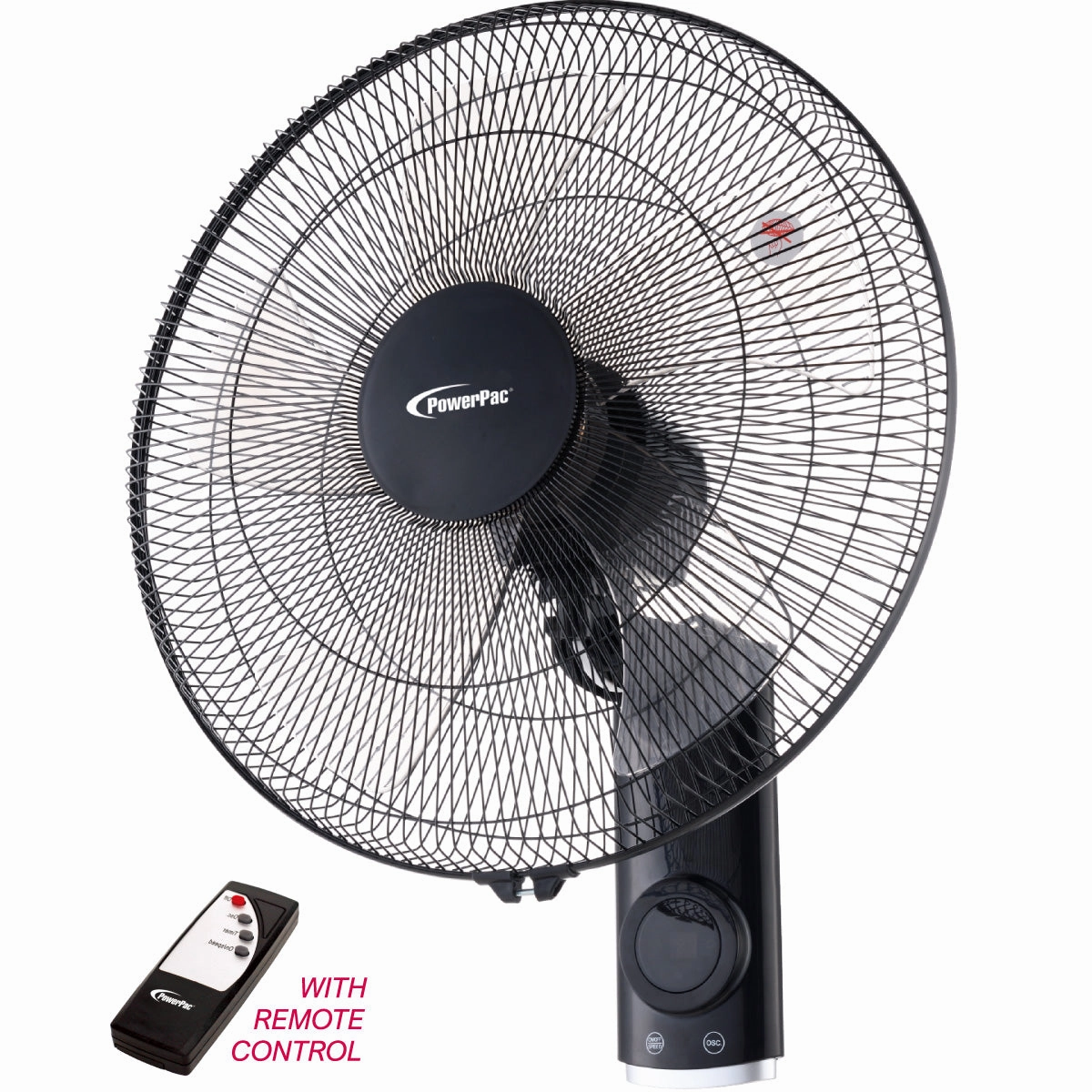 18" Wall Fan with Oscillation & Remote Control  Powerful, Oscillation, Adjustable louver, Overheat Protection, PPWF98R
