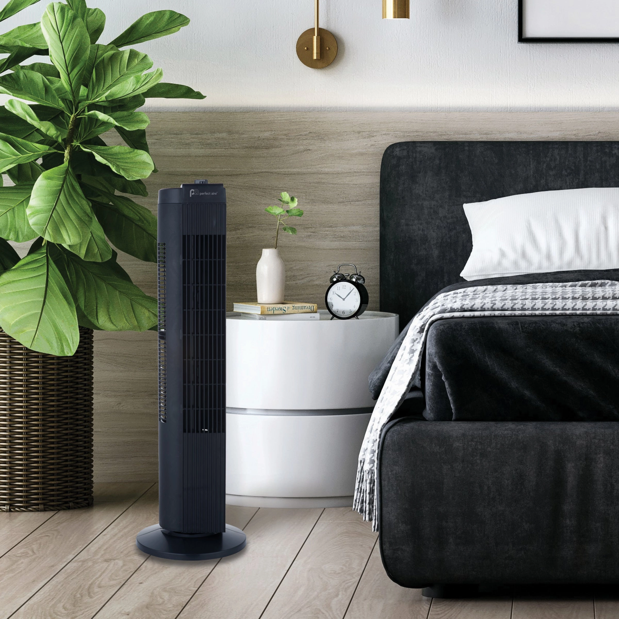 28" Tower Fan with Efficient Wide-Angle Oscillation and Easy Push Button Controls