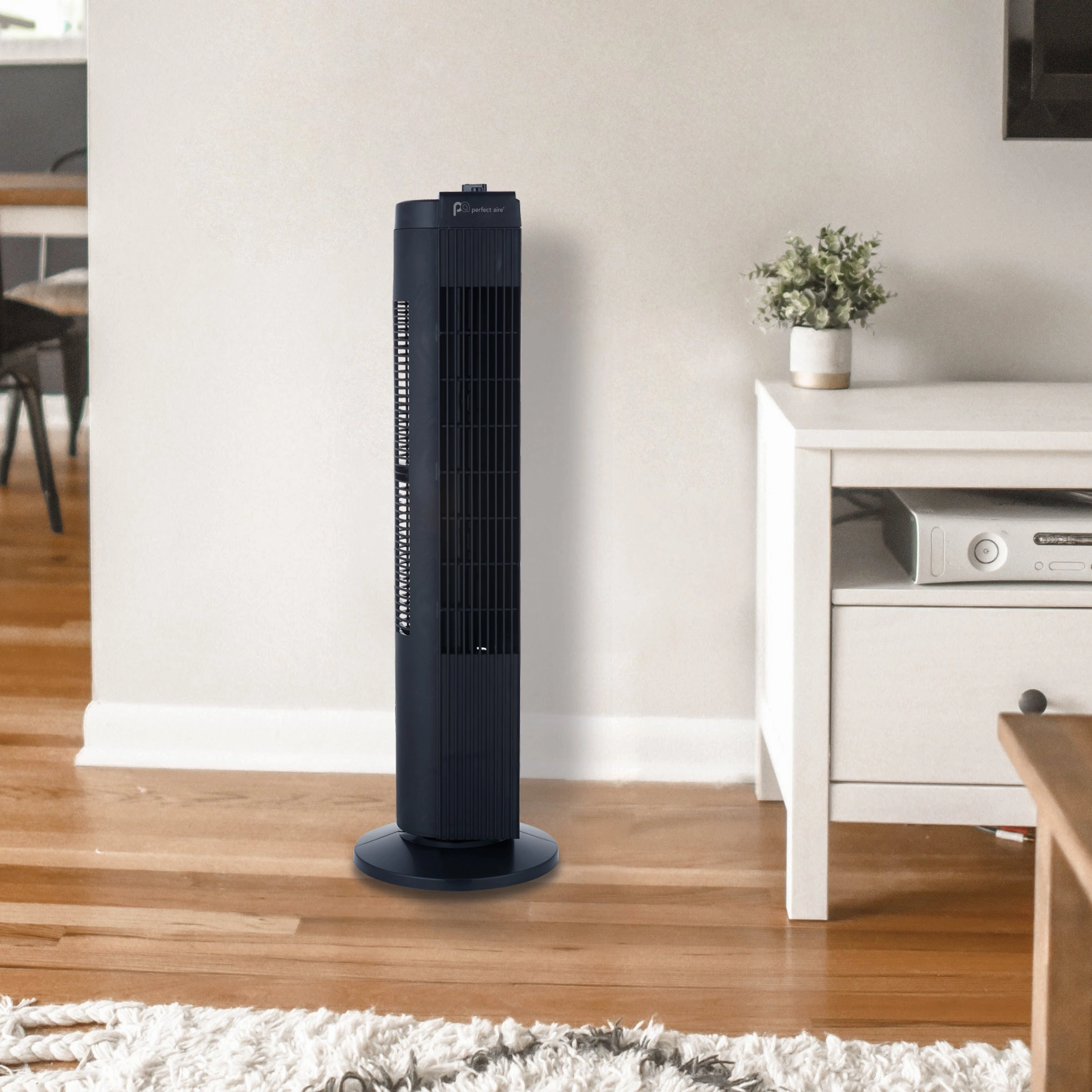 28" Tower Fan with Efficient Wide-Angle Oscillation and Easy Push Button Controls