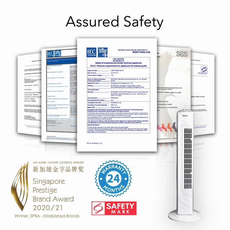 29" Tower Fan  Oscillation, Timer, Portable, Energy-efficient, Thermal protection, 3-Speed, white, PPTF290