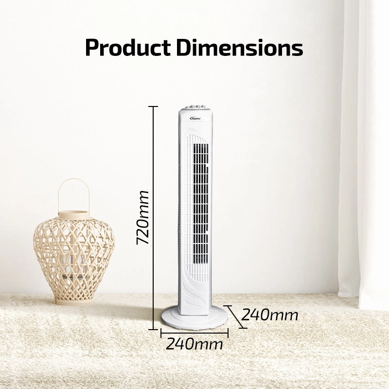29" Tower Fan  Oscillation, Timer, Portable, Energy-efficient, Thermal protection, 3-Speed, white, PPTF290
