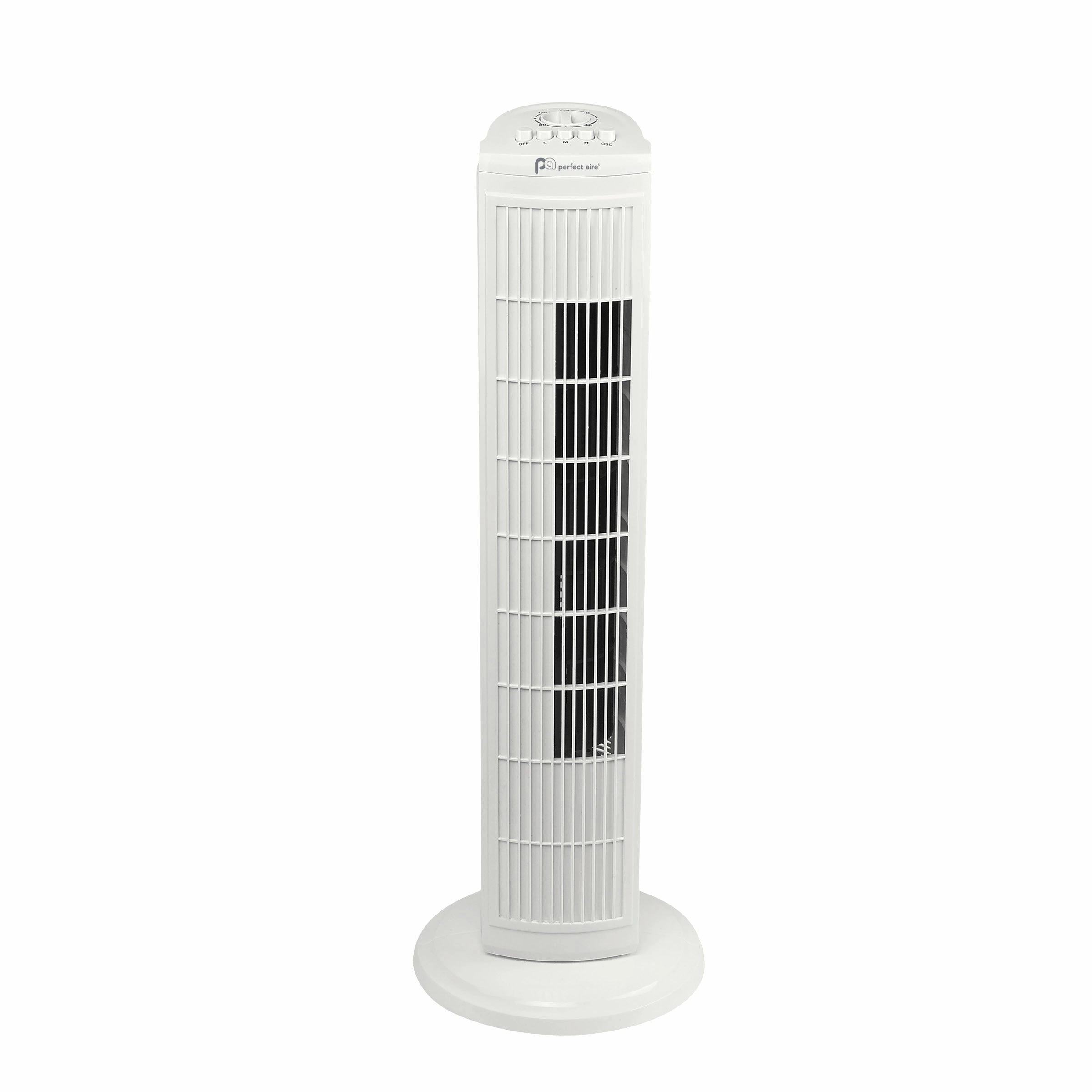 30" Tower Fan with Efficient Wide-Angle Oscillation, Timer, and Easy Push Button Controls flush mount fans for low ceilings