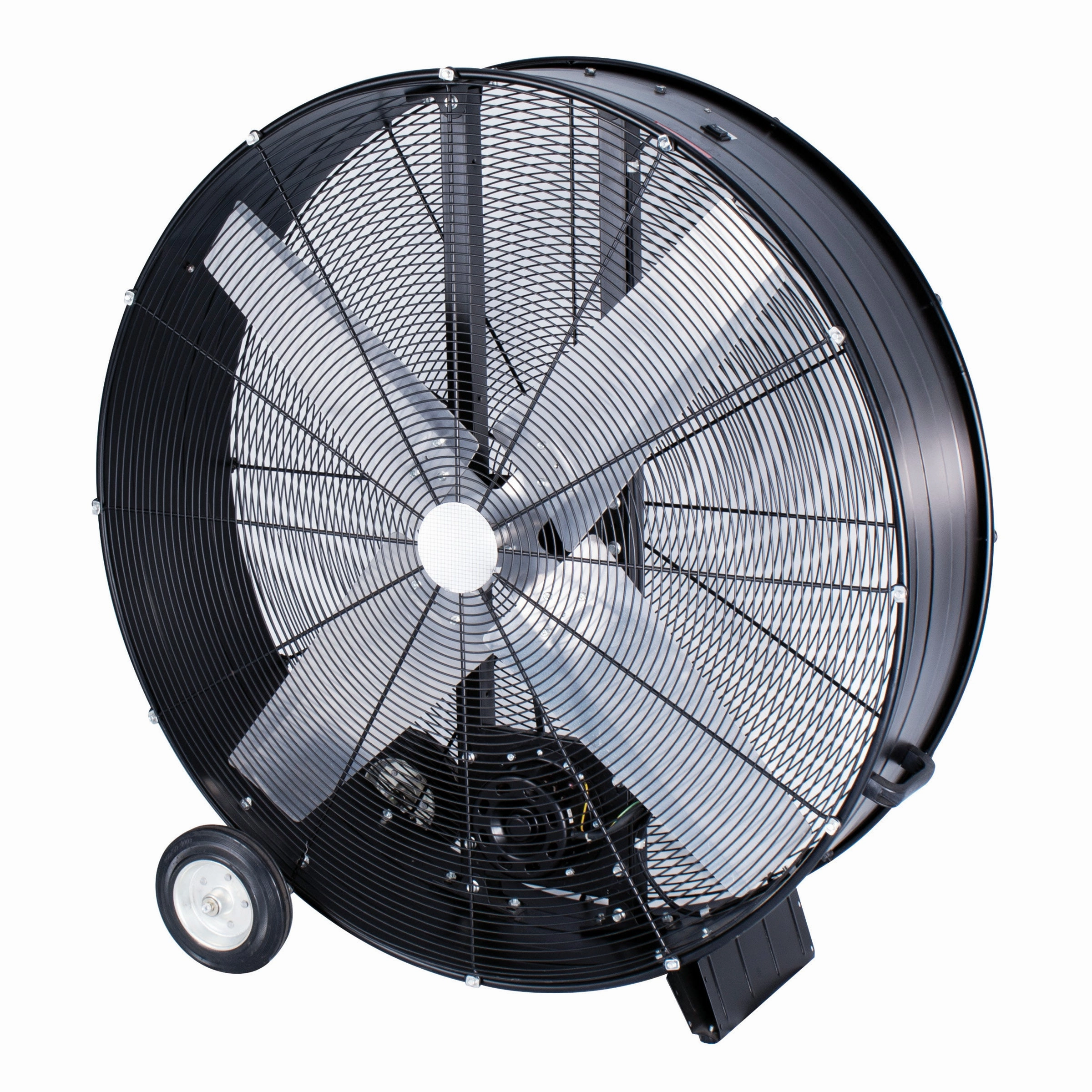 42 High-Velocity Belt Drive Drum Fan with Industrial-Grade Aluminum Blades,  All-Metal Construction, 8 Wheels