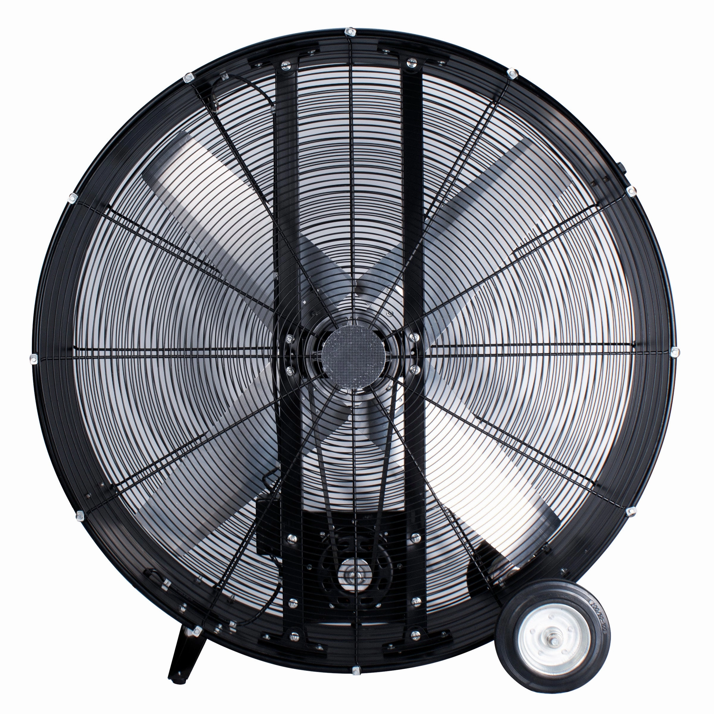 42 High-Velocity Belt Drive Drum Fan with Industrial-Grade Aluminum Blades,  All-Metal Construction, 8 Wheels