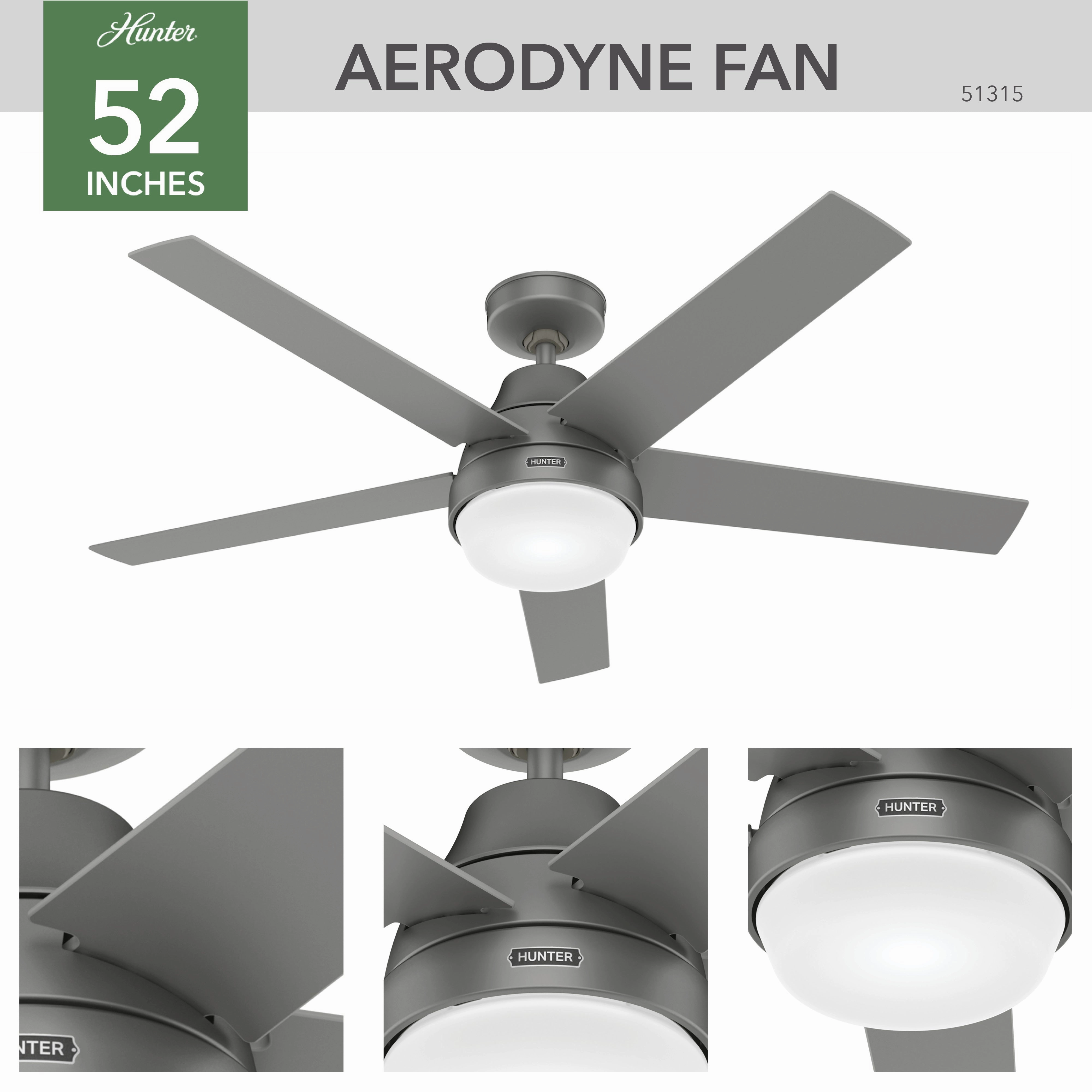 Aerodyne 52"Ceiling Fan Matte Silver