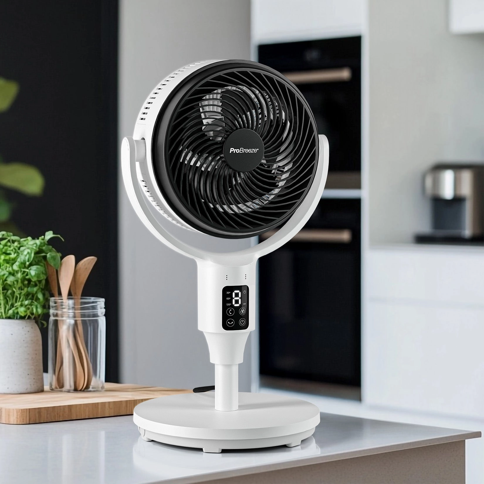 AirFlo 43" Hybrid Pedestal Fan - Ultra-Quiet Air Circulator - White