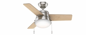 Aker 36"Ceiling Fan Brushed Nickel quiet small fans for desk or nightstand