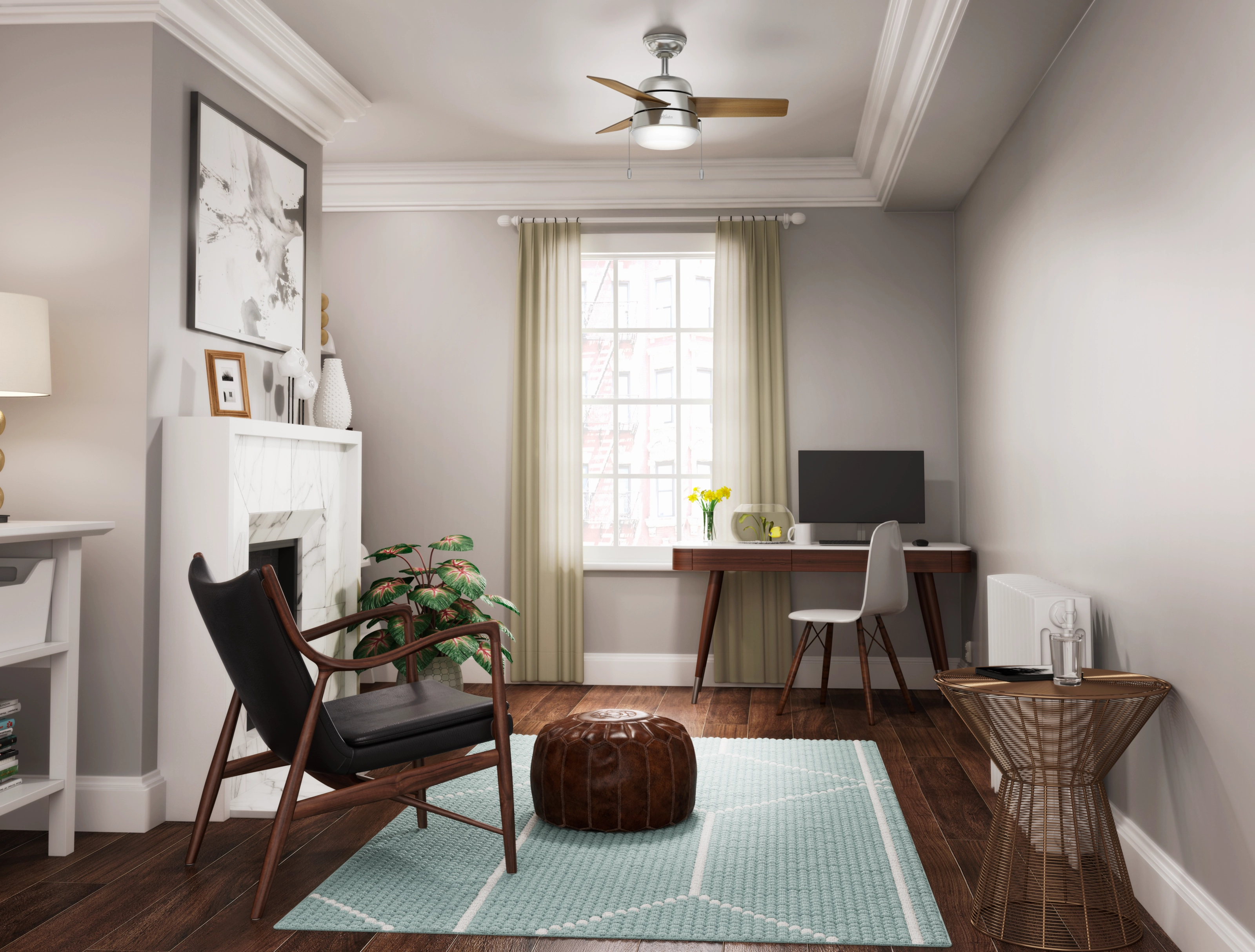 Aker 36"Ceiling Fan Brushed Nickel