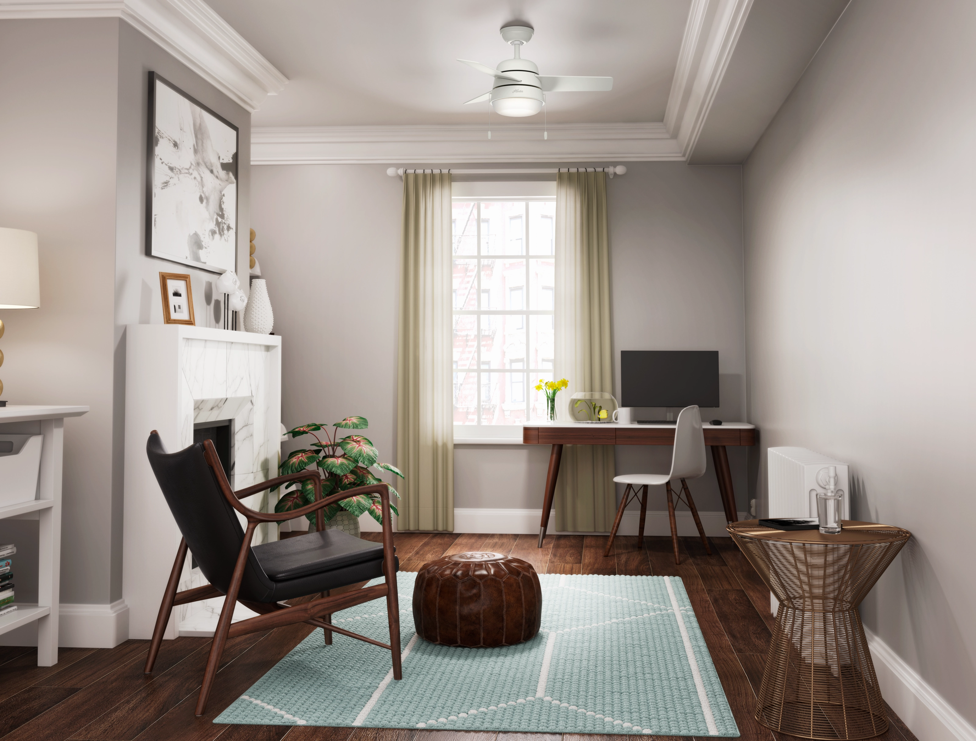 Aker 36"Ceiling Fan Fresh White