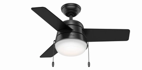 Aker 36"Ceiling Fan Matte Black quiet small fans for desk or nightstand