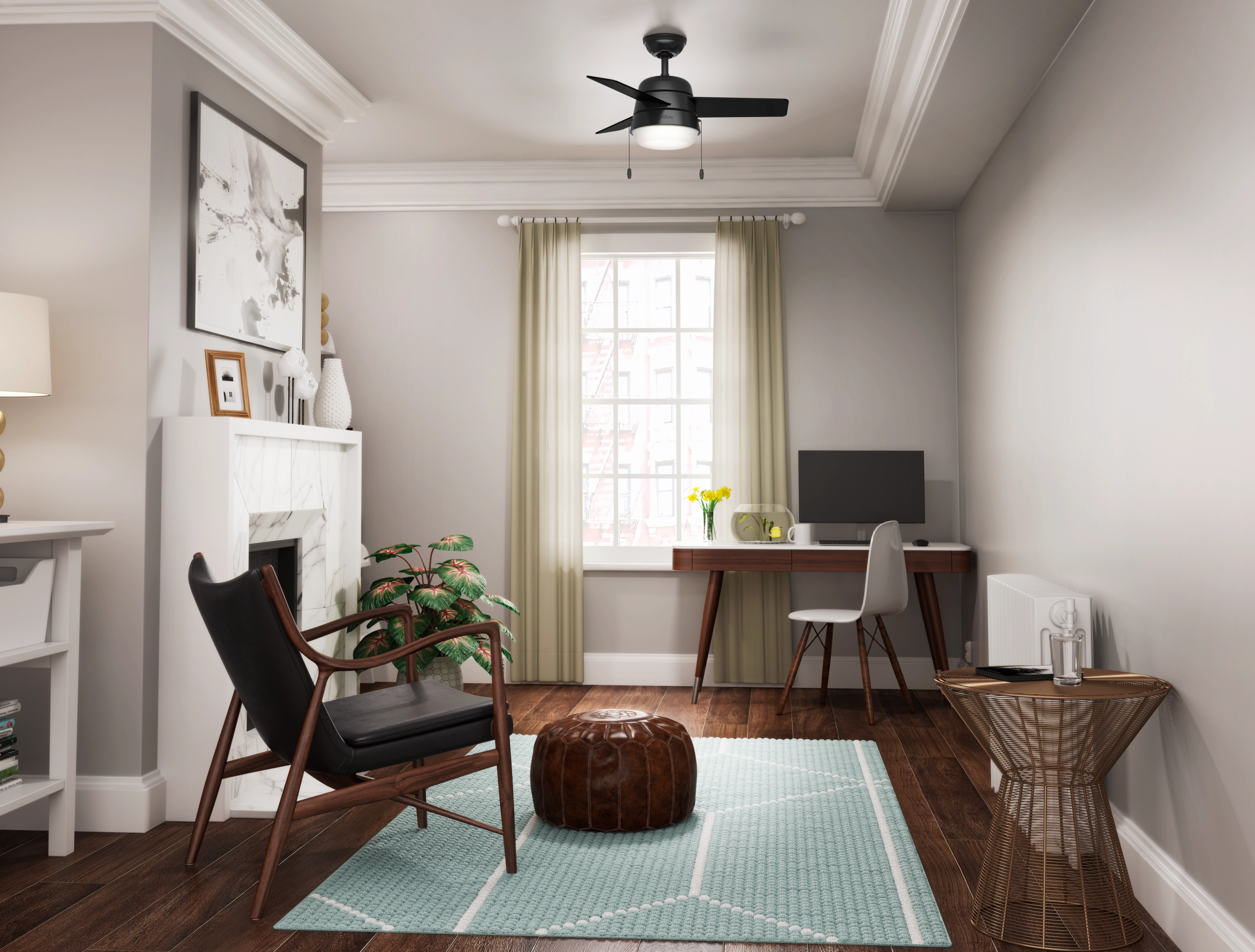 Aker 36"Ceiling Fan Matte Black