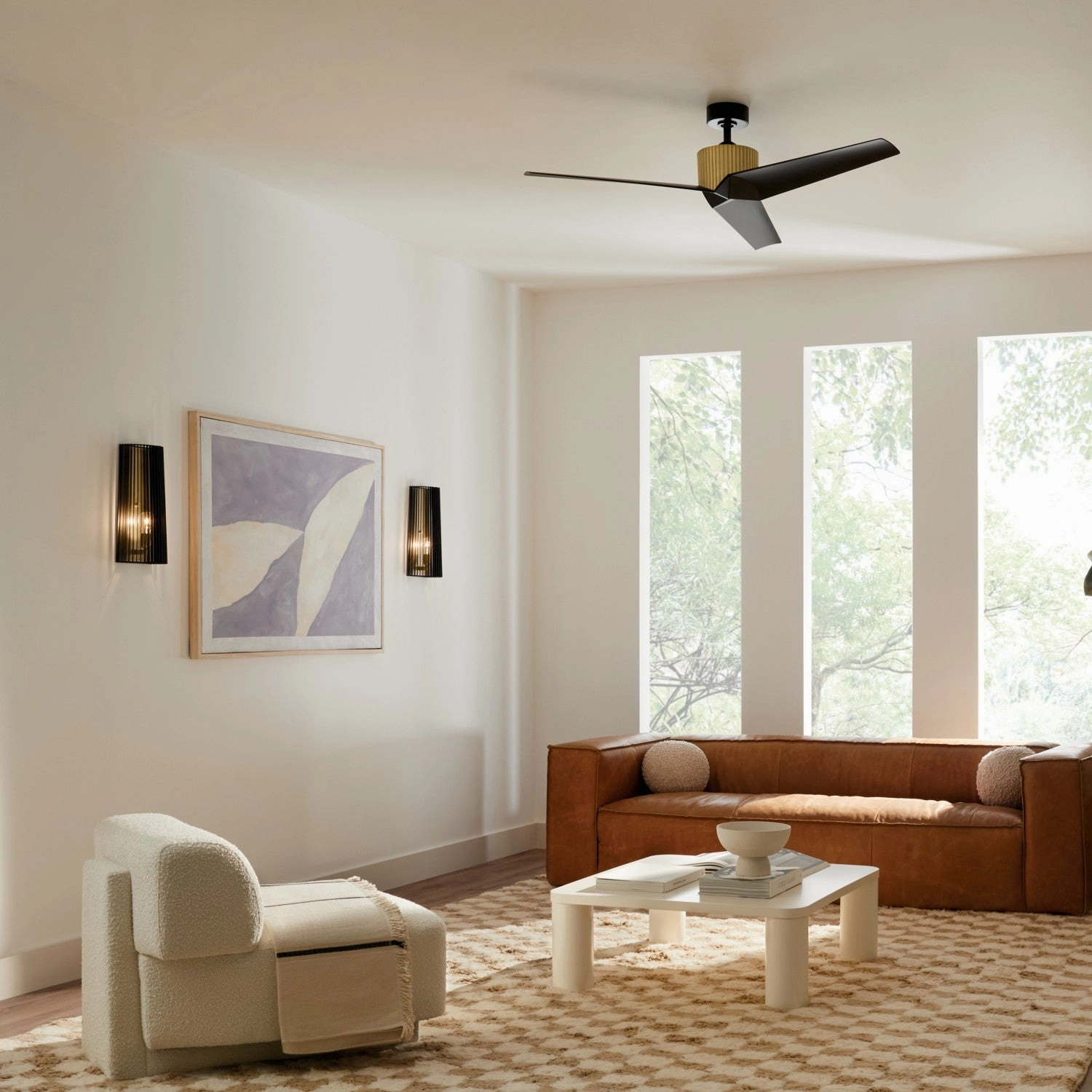Almere 56"Ceiling Fan Natural Brass