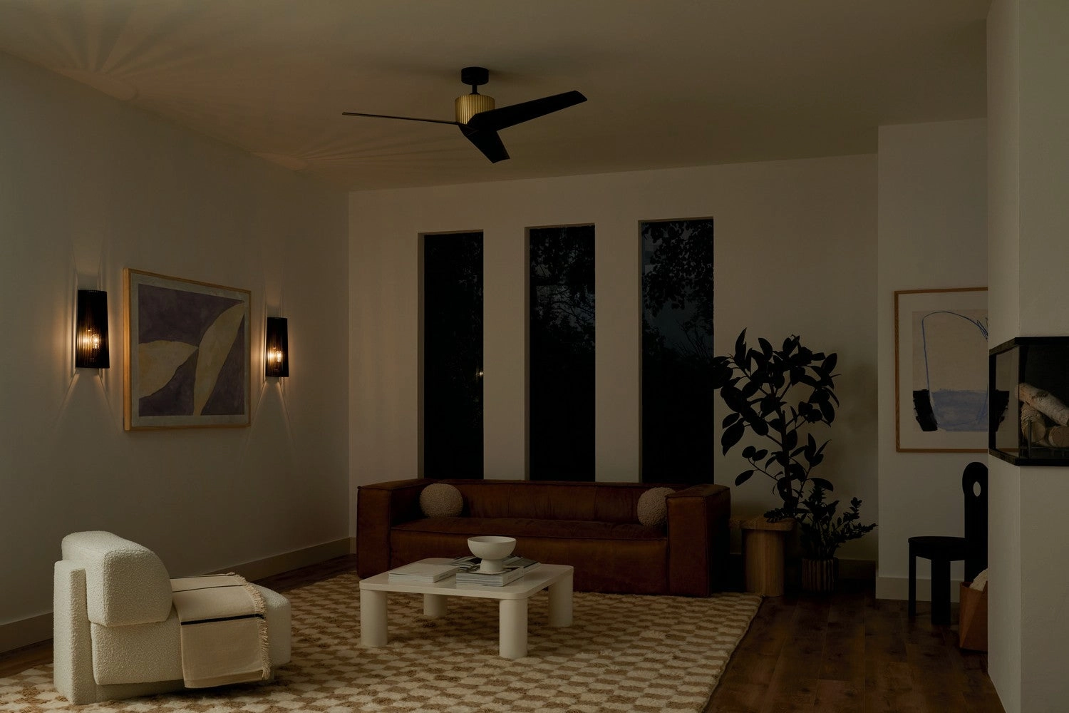 Almere 56"Ceiling Fan Natural Brass