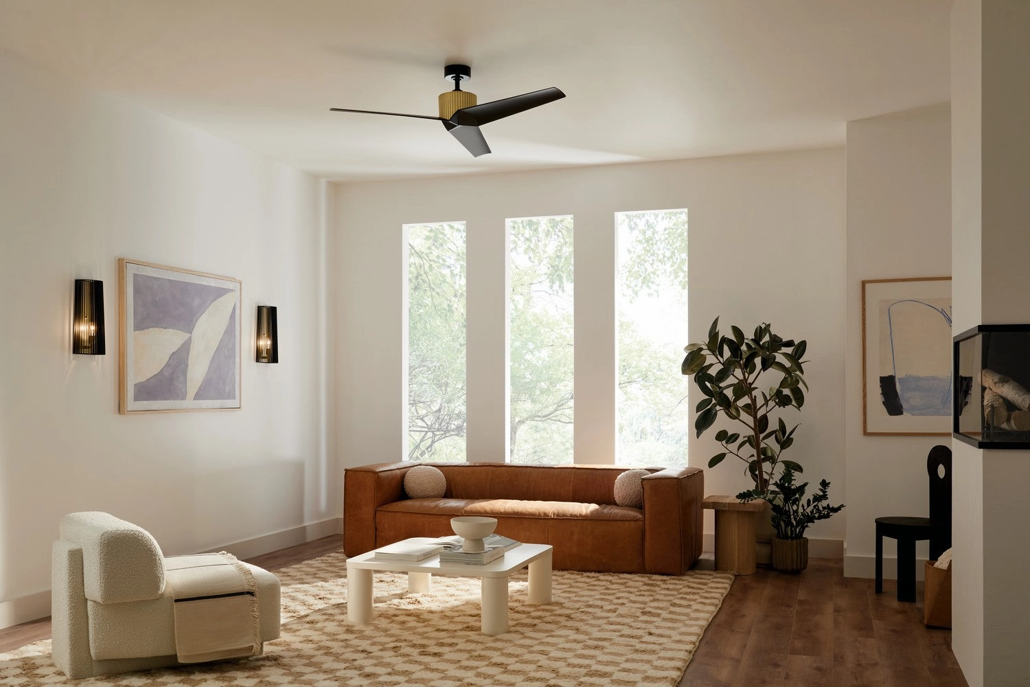 Almere 56"Ceiling Fan Natural Brass