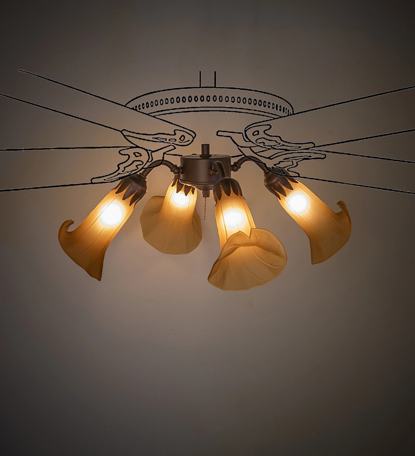 Amber Four Light Fan Light