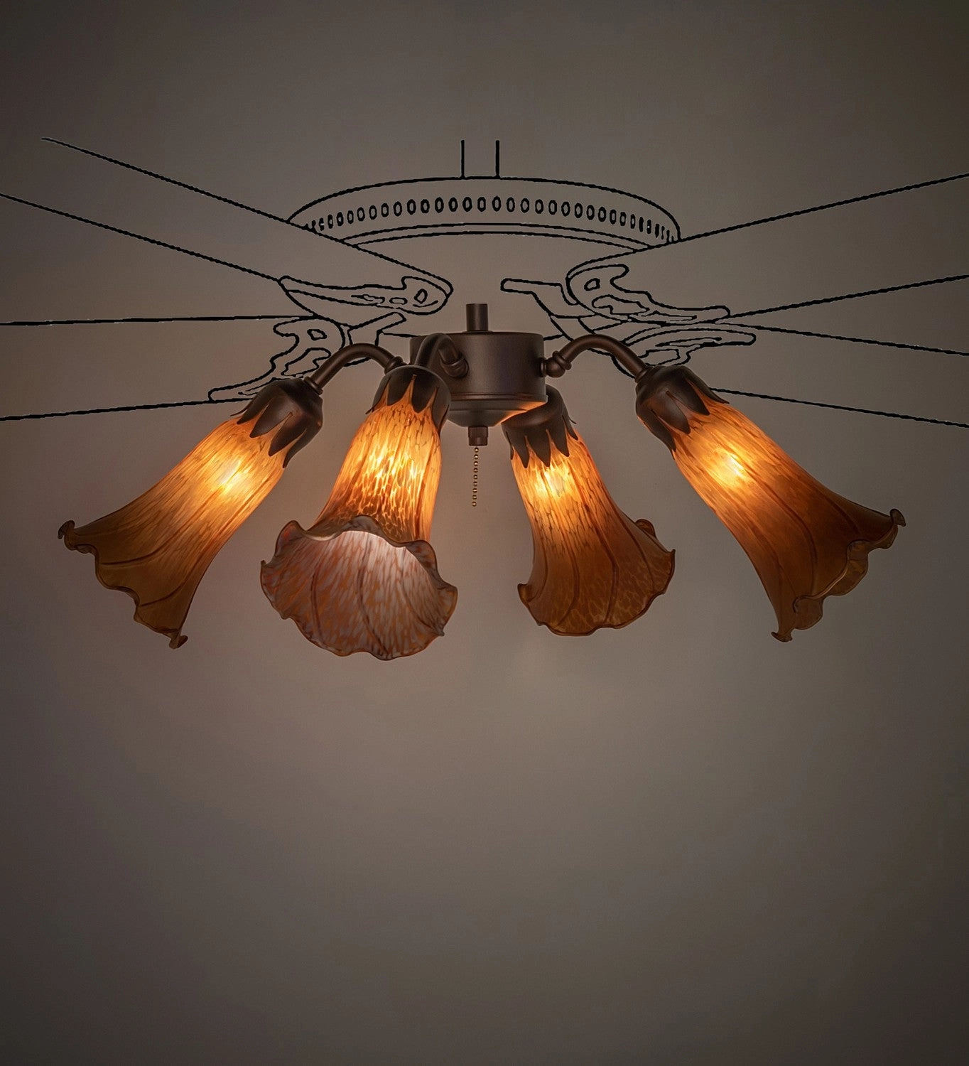 Amber Four Light Fan Light