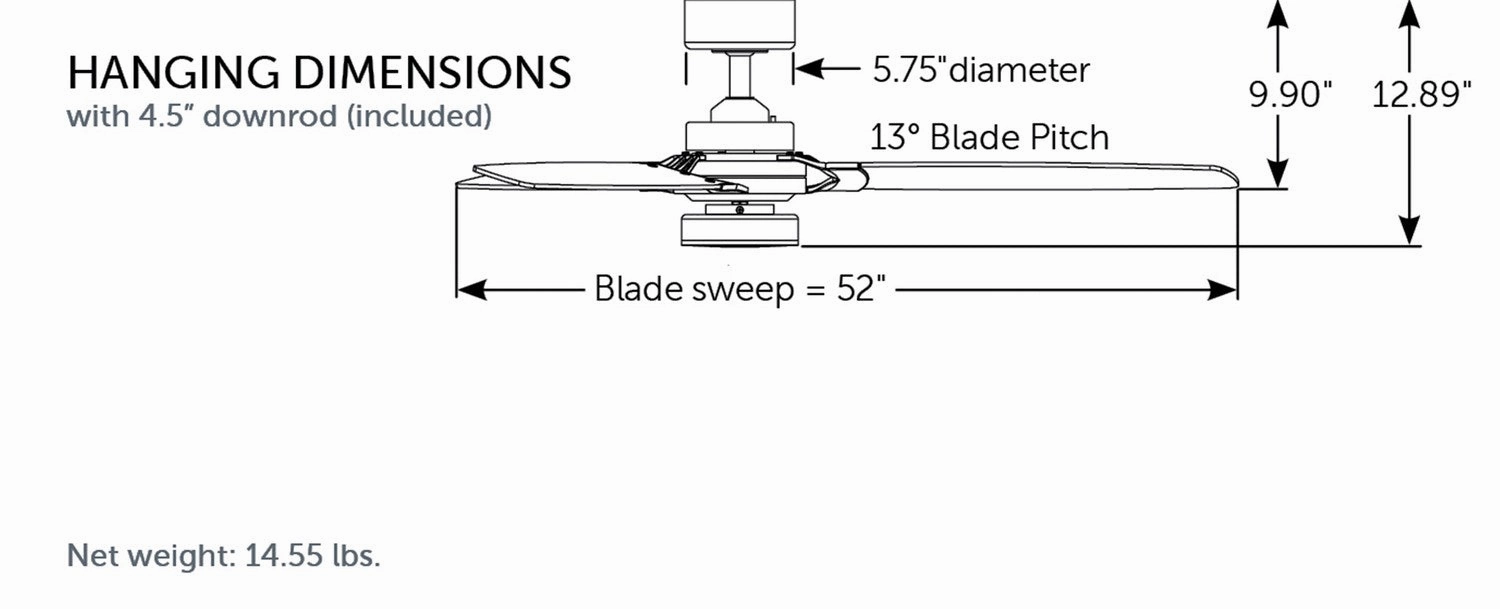 Amped 52"Ceiling Fan Brushed Nickel
