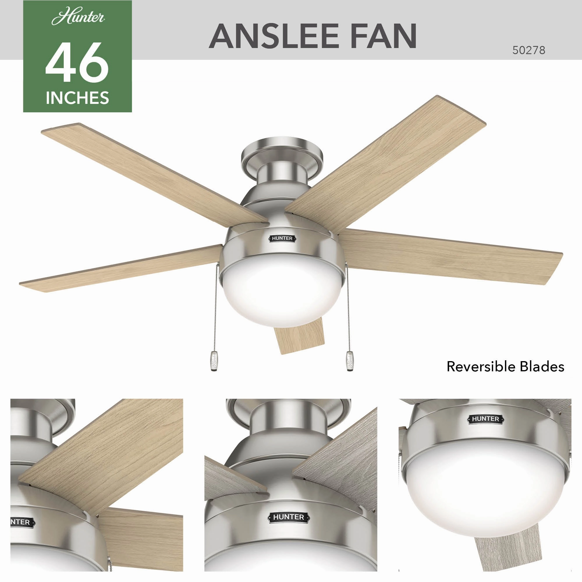Anslee 46"Ceiling Fan Brushed Nickel