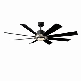 Aura 60"Ceiling Fan Brushed Nickel/Matte Black outdoor exterior fans for patio cooling