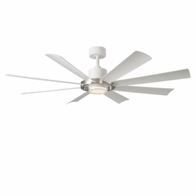 Aura 60"Ceiling Fan Brushed Nickel/Matte White outdoor exterior fans for patio cooling