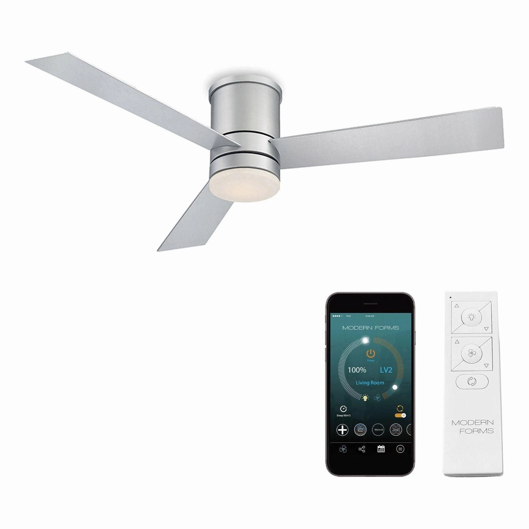 Axis Indoor/Outdoor 3-Blade 52" Smart Flush Mount Ceiling Fan with LED Light Kit and Remote Control