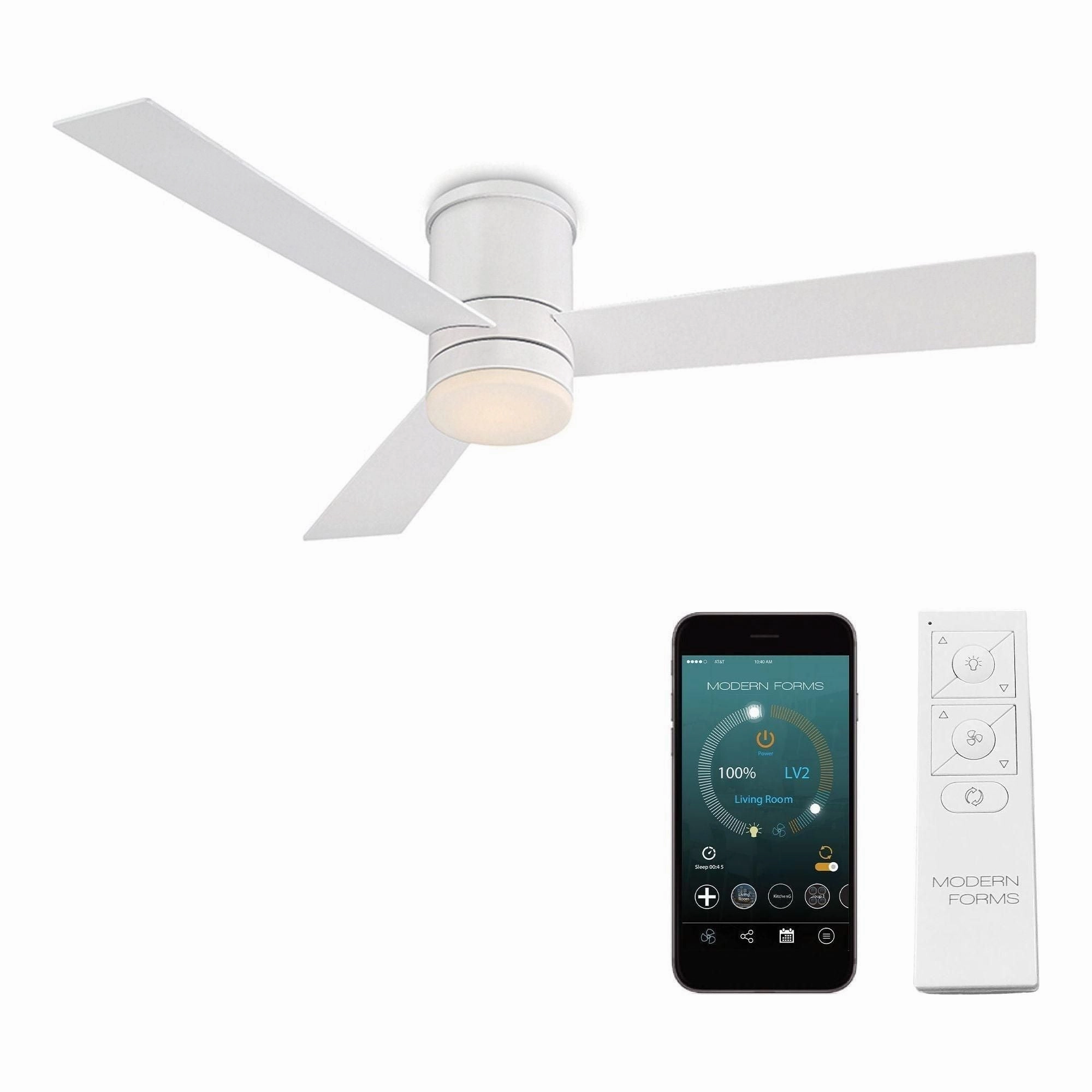 Axis Indoor/Outdoor 3-Blade 52" Smart Flush Mount Ceiling Fan with LED Light Kit and Remote Control