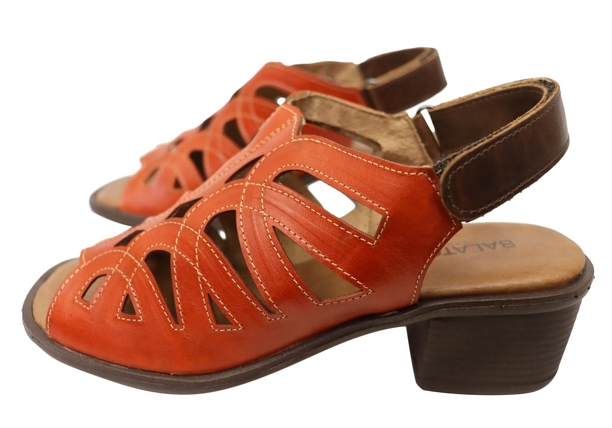 Balatore Cello Womens Comfortable Brazilian Leather Low Heel Sandals Balatore Shoes