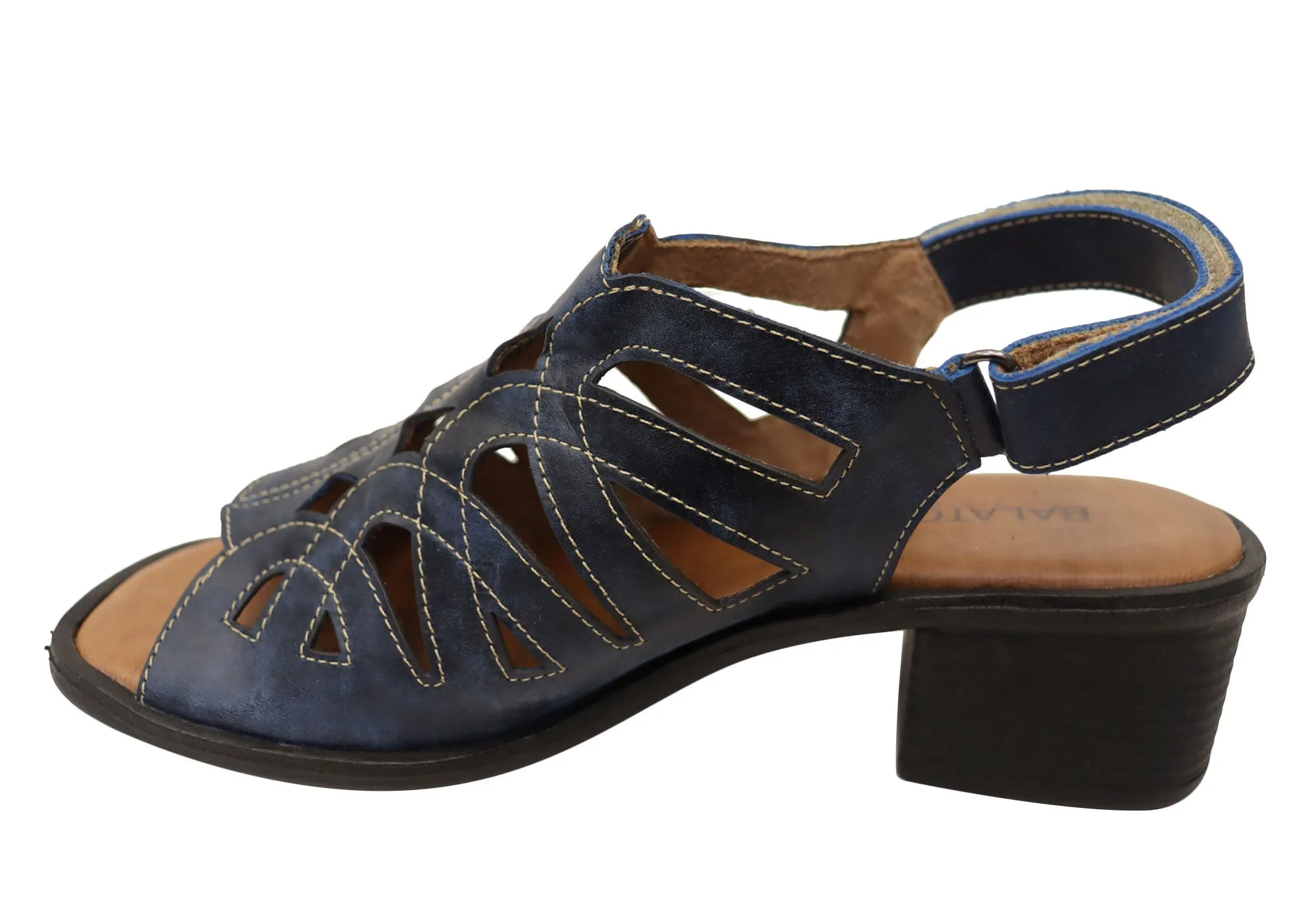 Balatore Cello Womens Comfortable Brazilian Leather Low Heel Sandals Balatore Shoes