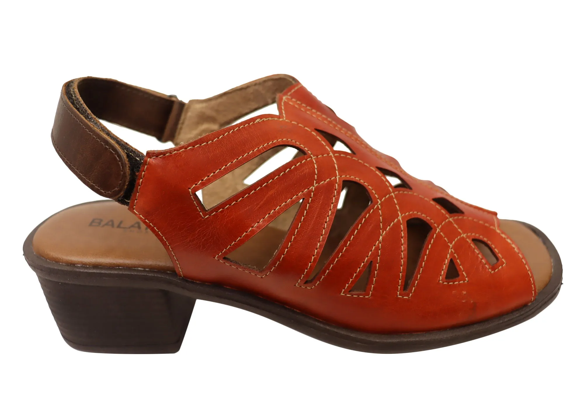 Balatore Cello Womens Comfortable Brazilian Leather Low Heel Sandals Balatore Shoes