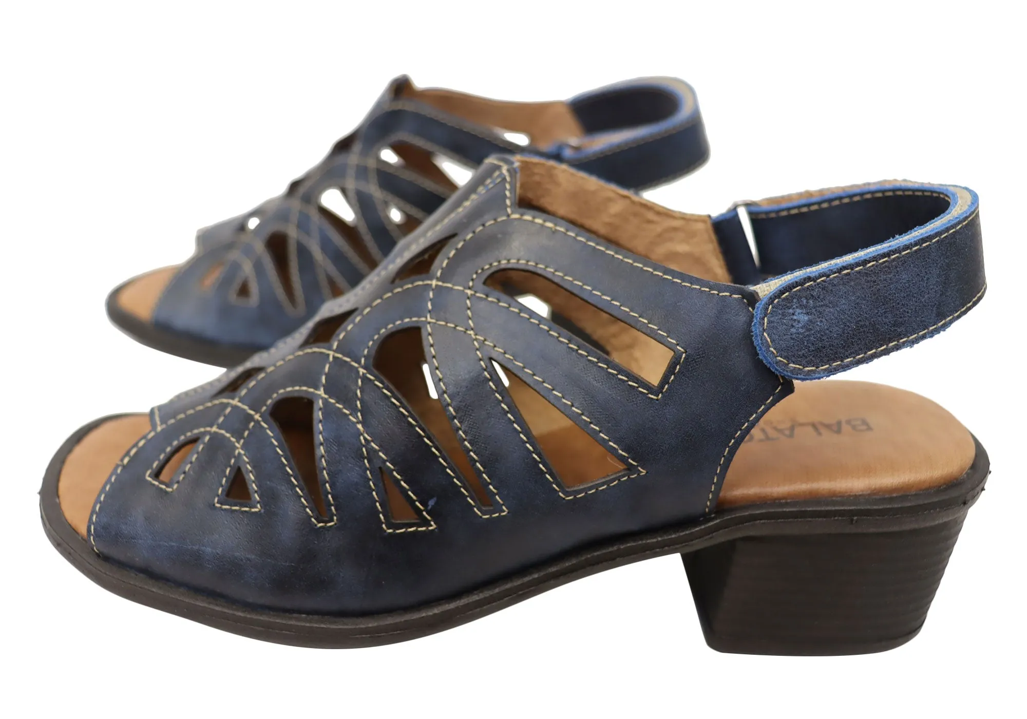 Balatore Cello Womens Comfortable Brazilian Leather Low Heel Sandals Balatore Shoes