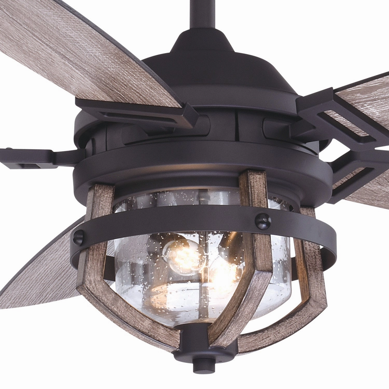 Barnes 54"Ceiling Fan Matte Black and Rustic Oak