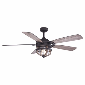 Barnes 54"Ceiling Fan Matte Black and Rustic Oak weatherproof fans for outdoor environments